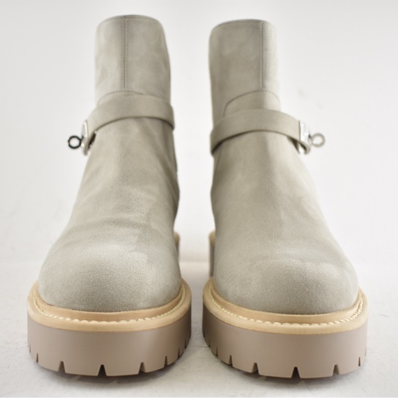 Hermes Jeff Ankle Boot Beige Galet Suede Goatskin Kelly Lock Buckle Palladium 40 - Picture 10 of 16